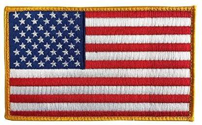 Bayonet Design American Flag Patch with Hook Loop Backing Large 5" X 3" (Standard) Merrowed EdgeUSAVeteransFirefightersPoliceMotorcycle
