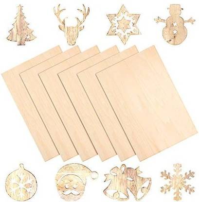 Blulu 6 Pieces Balsa Wood Sheets Thin Basswood Wood Sheets Hobby Wood Plywood Board for DIY Crafts Wooden Mini House Boat Airp