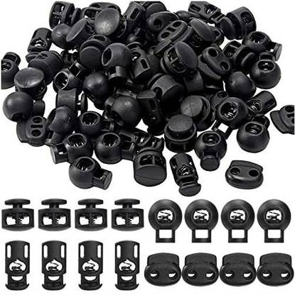 Willbond 80 Pieces 4 Styles Plastic Cord Locks Toggle Stopper Spring Fastener Cord Lock End Cord Stopper for Shoelace Drawstring