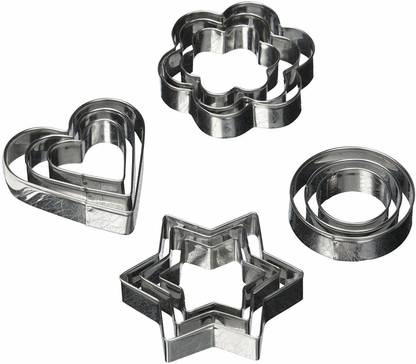 SWISS WONDER IIV®-898-12 Pices Cookies Cutter in Heart, Star, Circle, and Flower Shapes Cookie Cutter