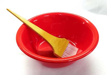 S Mark Smark Diy (Medium) Size Bleach Bowl & Brush For Salon And Parlor Use, Multicolor, Pack Of 1 Set