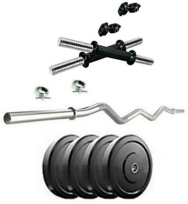 S&X 10KG Rubber Weight With Dumbbell Rod And Curl Rod With 2 Locks Adjustable Dumbbell
