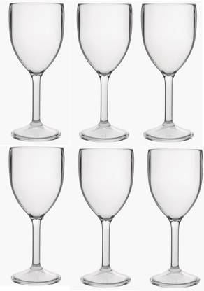 Everbuy (Pack of 6) Multi Purpose Unbreakable Drinking Wine Glass Set, ABS Polycarbonate Plastic,150 ml Capacity Each, Clear Glass (Made In India) Glass Set Wine Glass