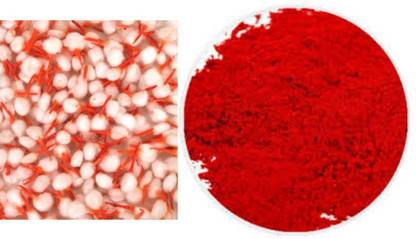 RN Red Powder-Kanku(50gm),cotton wick(batti) 5 pack(set of 5)