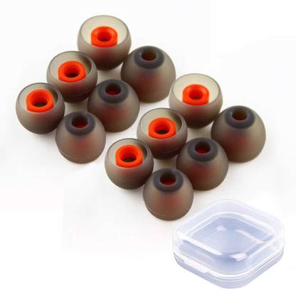 BBS TECH (Pack of 12, Gray, Orange) Premium Quality Silicon Earbuds (Size-M) In The Ear Headphone Cushion In The Ear Headphone Silicone replacement In The Ear Headphone Cushion