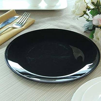 Prag Milton Melamine Unbreakable Dinner Plates, Pack of 6 (Black, 11 inch, Round) Dinner Plate