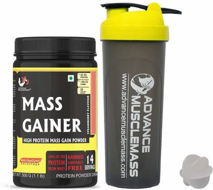 ADVANCE MUSCLEMASS Mass Gainer with Enzyme Blend | 7.15 G Protein | 23.46 G Carbs | With Shaker Weight Gainers/Mass Gainers