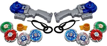 Qbik COMBO Plastic Pack of (4 in 1)X2 Bey blade Metal Fighter Set for Kids(Multi color)