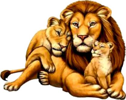 Sahaj Décor 48 cm Lion Happy With Family Magnetic Sticker