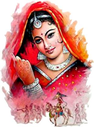 Sahaj Décor 46 cm Rajwada Princess With Red Saree Magnetic Sticker