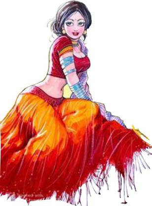 Sahaj Décor 46 cm Amazing Dehati Girl With cute Cloth Magnetic Sticker