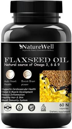 Naturewell Flaxseed extract capsules Omega 369 60 capsules (Triple Strenth) (Silver) (Natural)