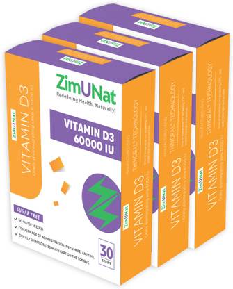 Zimunat Vitamin D3 Orally Disintegrating Strips 60000 IU (30 Strips) - Pack of 3