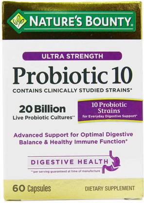 Nature's Bounty Ultra Strength Probiotic 10 60 Capsules Unflavored Capsules