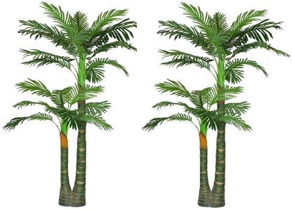 Sofix 2 Big Artificial Palm Tree Areca Plant For Home Decor - 5 Feet Artificial Plant  with Pot