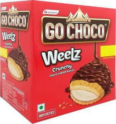 Go Choco Weelz Crunchy Choco Coated Biscuit Chocolate Flavor (Pack of 2/Shipping Included) Cream Filled Biscuit