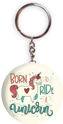 HOLA White Color Born To Ride Unicorn Pack of 1 Bottle Opener Key Chain