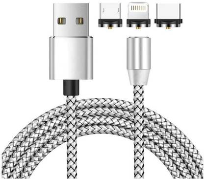 Nimble Magnetic Charging Cable 1 m USB Magnetic Charging Cable 3 in 1 Nylon Braided USB Fast Charging Cord Cable