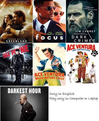 Greenland , Focus , Dark Crimes , Max Payne , Ace Ventura 1 & 2 , Darkest Hour (7 Movies) Audio in English play only in Computer or Laptop HD Quality without Poster