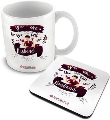 Jhingalala You Are The Best Husband Printed with Printed Coaster Combo Gift for Husband, Hubby for Valentine Day, Anniversary and Birthday (1262) Ceramic Coffee Mug