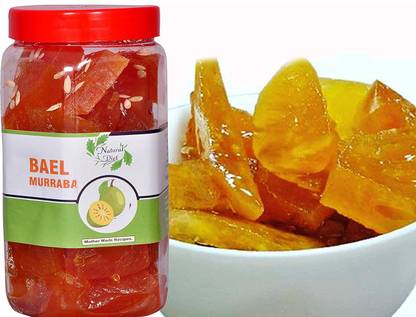 Natural Diet The Real Taste of Maa Ka Hath Ka Swad (For Those WHO Cares Health First) Organic Sweet Bael Murabba Pieces without Syrup 1kg Bel Murabba