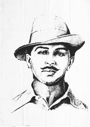 Shoppingdream Bhagat Singh Size-12x18inch, Paper Thickness - 300 GSM For Office and Room Decorations Paper Print
