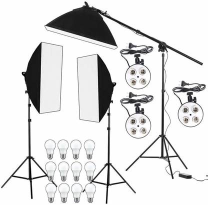 Hiffin Led (Softbox 3 Point Lighting Kit with AC Power, Softbox 3 Point Lighting Kit with AC Power Black Reflector Umbrella