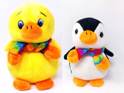 KRIDNAK combo of cute dolly duck with lovable peppy penguin  - 30 cm