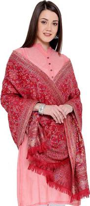 WEAVERS VILLA Cotton Blend, Pure Wool Woven Women Shawl