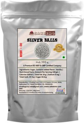 Cakeemo Premium Silver Balls ( 00 - Size ) 200g Sprinkles