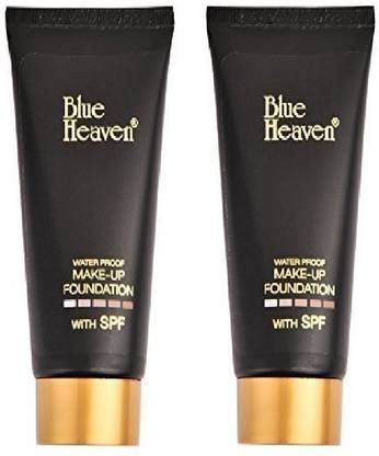 BLUE HEAVEN Water Proof Make Up Tube Foundation With SPF- Natural Pack of 2 Each 50ml Foundation
