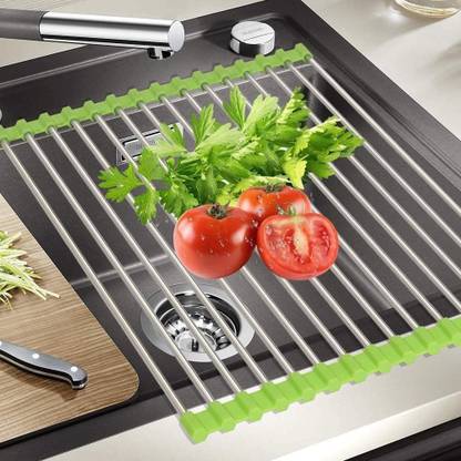 STUNNER Dish Drainer Kitchen Rack Steel ENTERPRISE Roll Up Dish Drying Rack, Stainless Steel Over The Sink Dish Drying Rack | Rollable, Foldable Easy to Store 46.5 x 46 cm