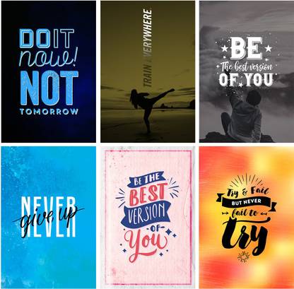 Set of 6 Motivational Quote Posters To Boost Your Mind Photographic Paper