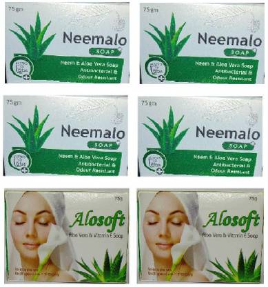 AUSTRO Neemalo Neem & Aloe Vera Soap 4+2 Alosoft Aloe Vera Soap