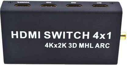 microware  TV-out Cable 4x1 HDMI Switch 4KX2K 3D MHL ARC Switcher w/Remote for HD Camera PS4 Laptop