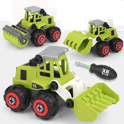 Galactic DIY Farm Harvester Vehicles Set - Assembly Toy Farm Harvester Truck Set, Farm Vehicle Play Set with Screwdriver, DIY Farmer Screwing Blocks Toy for 3 Year Old