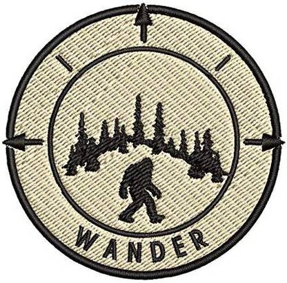 Appalachian Spirit Bigfoot Compass Wander 3.5" Embroide Patch DIY Iron or Sew-on Decorative Vacation Travel Souvenir Applique X-File Unexpl