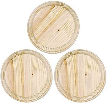 Darice Wood Plaque - 3-Pack Bundle - 4 x 4 inch - Round