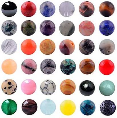 Cmidy Natural Stone Beads Mixed 100pcs 8mm Round Loose Gemstone Amethyst Obsidian Lava Stone Amazonlite Color for Br