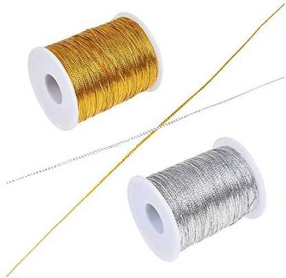 Kare Kind Metallic Non-Stretch Cord - 2 Spool (1 and 1 ) - 520 M Total Length - 1mm Thick Ornaments Thread - Christmas