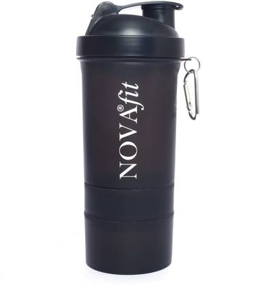 Novafit Gym Shaker bottle with stainless steel shaker ball (Black) 600 ml Shaker