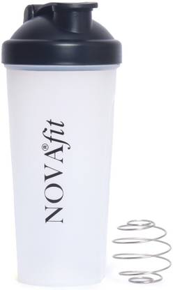 Novafit Gym Shaker bottle with stainless steel shaker ball (White) 600 ml Shaker