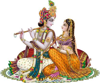 god & god's 61 cm Radha Krishna Wall Sticker Self Adhesive Sticker