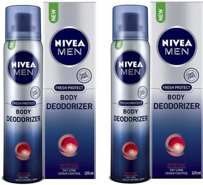 NIVEA Men Intense Gas Free Body Deodorizer 120ML Each (Pack of 2) Deodorant Spray  -  For Men