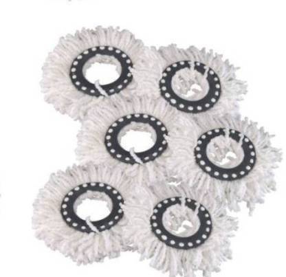 AMAZEE Mop Replacement Head Refill for 360 degree Rotation Micro Fiber Easy Mop Refill Head ( Pack of 6 ) Refill  (White) Refill