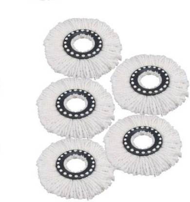 AMAZEE Microfiber Mop Head Replace Refill Replacement Cloth Easy Washing Magic Mops 360 Degree Rotating Mop Head Wipes (Pack of 5), (White) Refill
