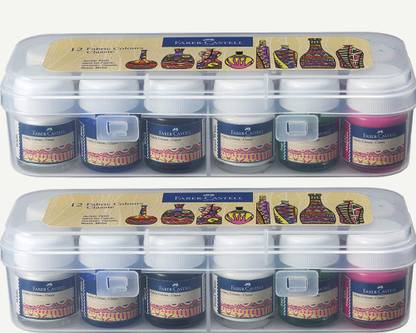 FABER-CASTELL Fabric Colours - 10ml Each (Pack of 12*2=24)