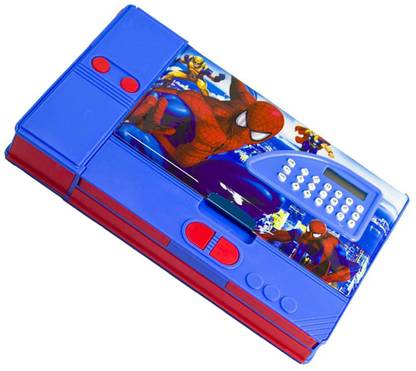 Toyvala JUMBO MUTLIPURPOSE PRINTED DOUBLE DECK GADGET PENCIL BOX, MAGNETIC DUAL SIDE BUTTON OPERATED SPACIOUS PENCIL BOX/ART PLASTIC JUMBO PLASTIC PENCIL BOX MUTLIPURPOSE PRINTED DOUBLE DECK GADGET PENCIL BOX Art Plastic Pencil Box