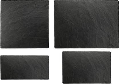 Store2508 Natural Black Slate Tray Rectangular Platter, Food Platter Server Cheeseboard, Pack of 4 Tray