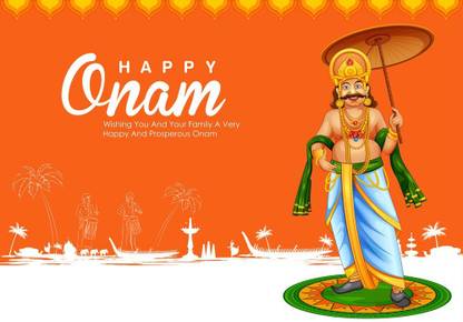happy onam Poster Size-12x18inch, Paper Thickness - 300 GSM For Office and Room Decorations Paper Print